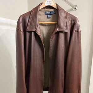 Ralph Lauren Dark Brown Lambskin Leather Jacket XXL
